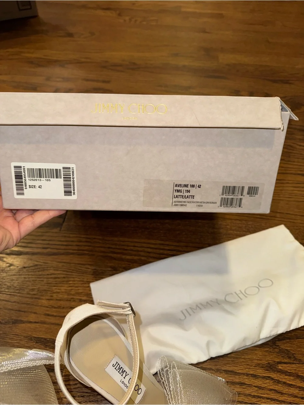 Size 42 Jimmy Choo Aveline 100 Sandal Latte